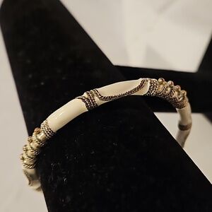 Vintage Enamel and Silver Bangle Bracelet